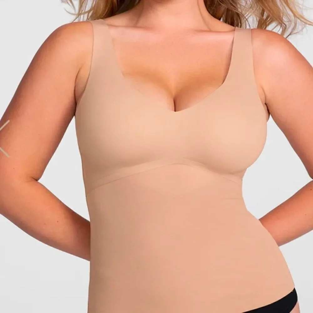 Honeylove LiftWear Cami Women Large Beige Seamless Shaping Compression Tank Top